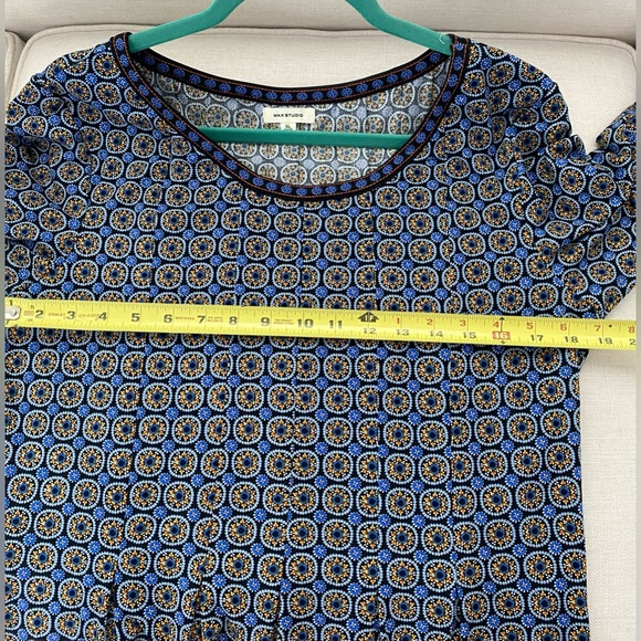 Max Studio Pretty Print 3/4 Sleeve, Knee Length Dress Sz XL - Picture 5 of 8